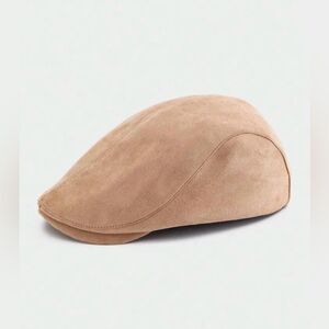 Classic Beige Suede Newsboy Flat Cap